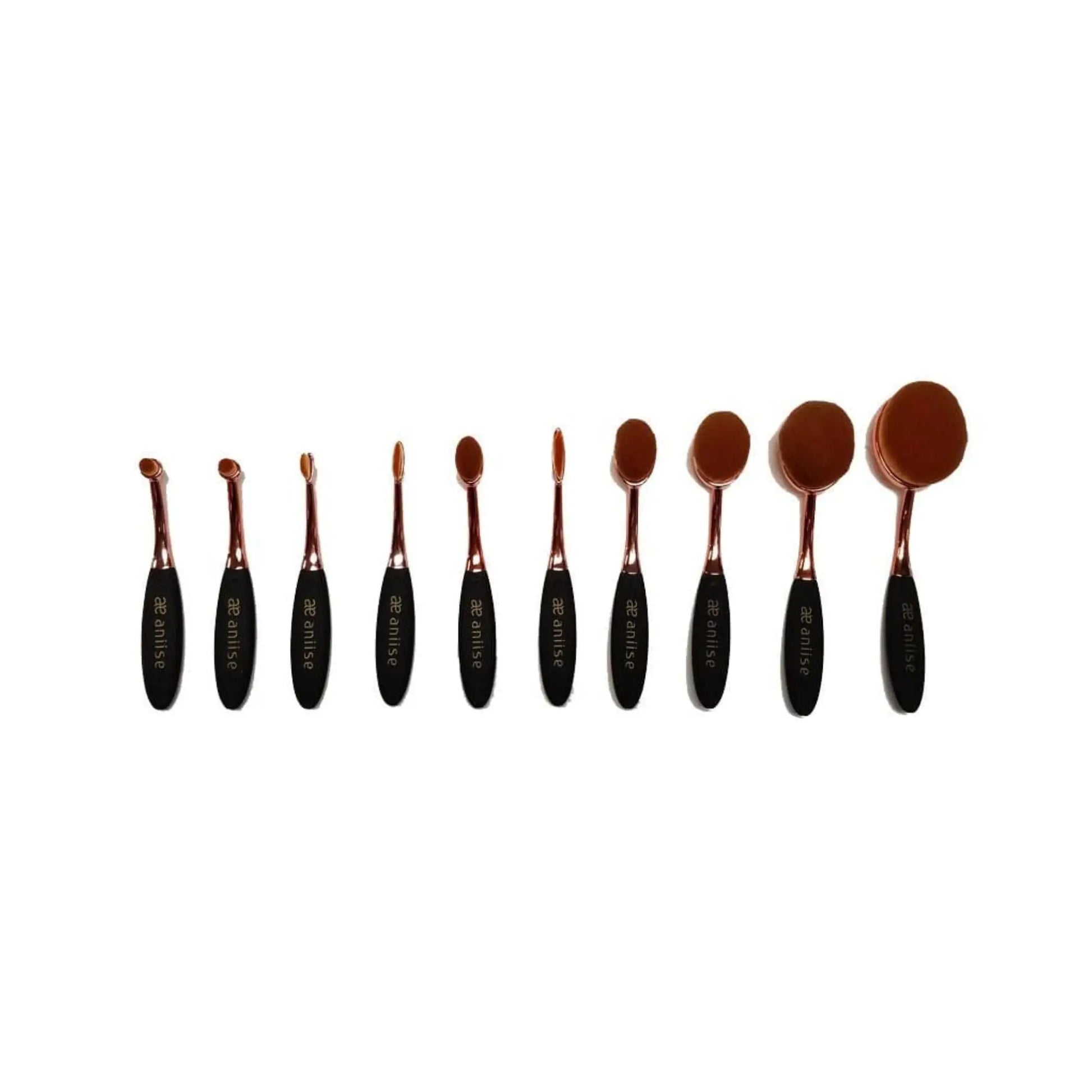 Synthetic Oval Makeup Brush Set - 10 Piece - Teecup COSMETICS